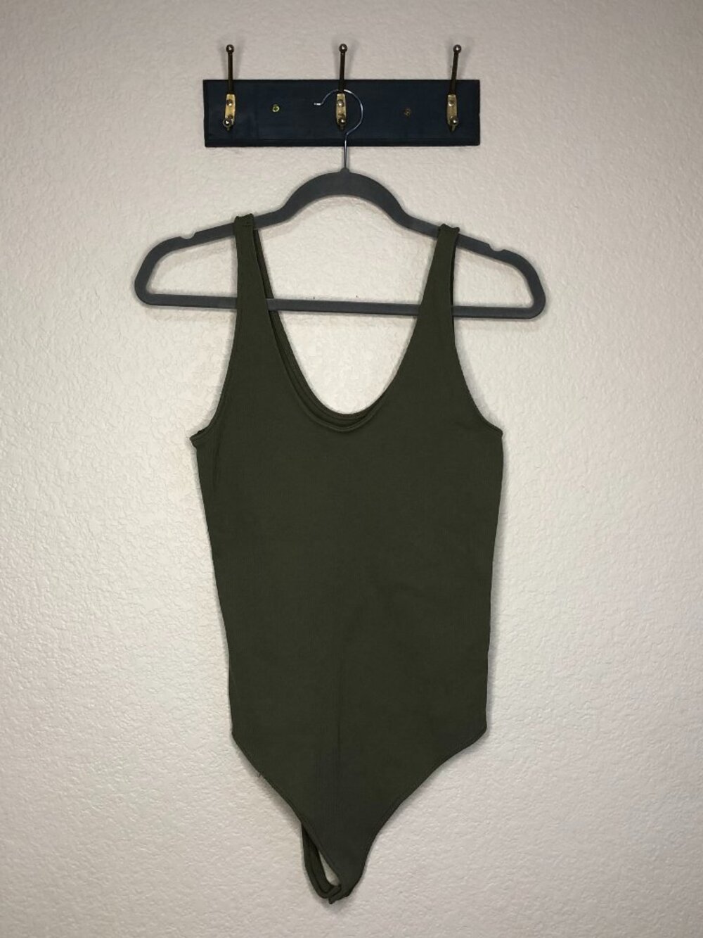 Abercrombie & Fitch Soft A&F Green Ribbed Bodysuit Women's L Casual Stretch Tank